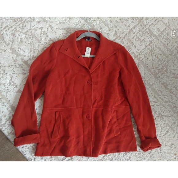 NWT Talbots Women's Cotton Rayon Blazer Cardigan Large brown red - Picture 1 of 10